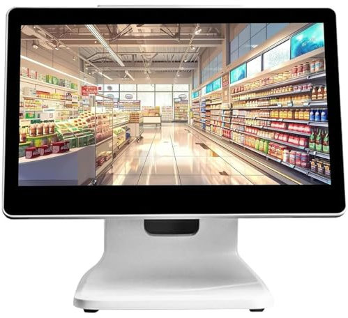 DPQYJPP Écran Tactile 15.6 POS Moniteur de Caisse Moniteurs pour système de Caisse enregistreuse Écran Tactile Haute résolution et Couleur pour Commerce détail et Point Vente,ItalianSystem