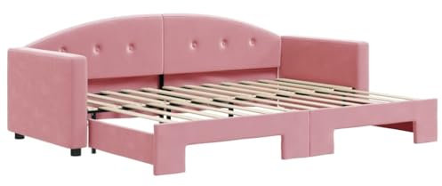 Willood, Sofabetten, Bettgestelle, Tagesbetten, 2-in-29 Sofabetten, Samtbettgestelle,Rosa,80 x 200 cm,mit Bettkasten