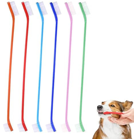 MEXRUMI Toothbrush for Dogs, 6 Double Headed Toothbrushes, Cat Toothbrushes, Dog Toothbrush, Pet Toothbrush, 6 Colours