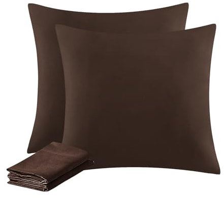 Aisbo Kissenbezug 80x80 2er Set - Kopfkissenbezug 80 x 80 Braun mit Reißverschluss aus Mikrofaser, ÖKO-TEX Pillow Cover 80x80cm, Weich und Bügelfrei