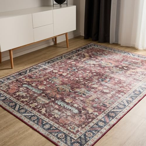 benuta Basic Waschbarer Teppich George - Multicolor 300x400 cm - Kunstfaser - Rechteckig & im Style: Vintage, Elegant, Retro - Pflegeleicht für Wohnzimmer Schlafzimmer