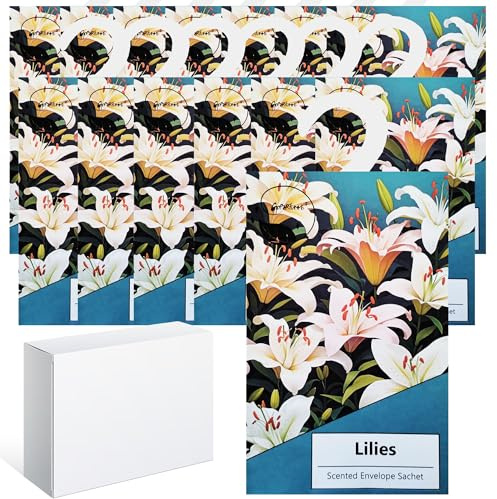 14pcs Wäscheduft Schrank Duftsäckchen Kleiderschrank Dufterfrischer, Schrankduft Frische, Duftbeutel Kleiderschrank Duft Hanging Beutel, Schrankdeo Natürlichen Geruch Sachet (14Lilie)