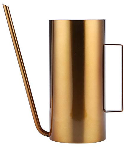 Annaffiatoio in acciaio inox con beccuccio lungo da 5 litri per piante da interno, bonsai, vasi da giardino e fiori; elegante finitura dorata, facile da usare e da mantenere, ottimale