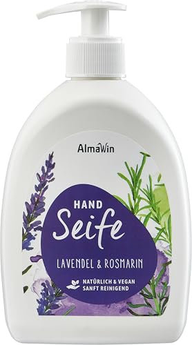 AlmaWin® Handseife flüssig mit Lavendel-Rosmarin-Duft [6x500ml] - Flüssigseife für sanfte Handreinigung - Flüssig Seife im praktischen Spender - Hand Wash - Natürlich, Hautmild & VEGAN