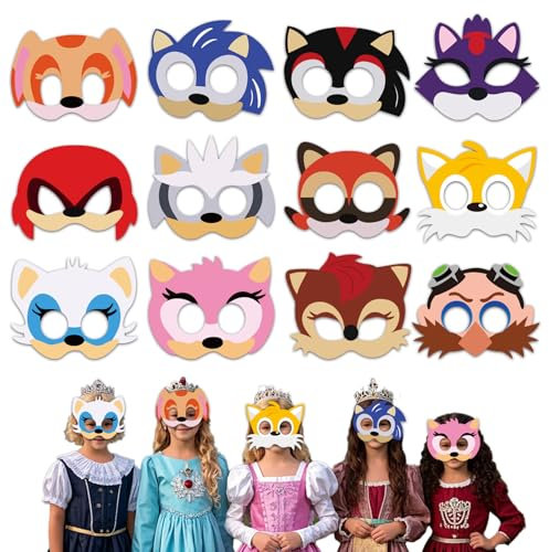 Ainvliya 12 PCS Party Masken, Geburtstag Masken Cosplay Party Deko für Kinder Maskerade Cosplay Karneval Weihnachtenv