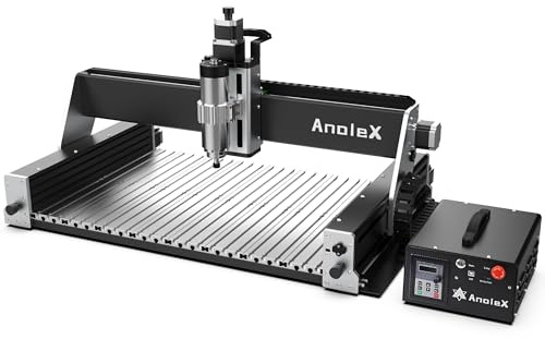 AnoleX - RX6040 CNC Router Machine with 1.5KW air-Cooled Shaft, XYZ Double Steel Linear Guides and 1204 Ball Screws for Metal, Aluminum, Brass, Wood, Acrylic, PCB