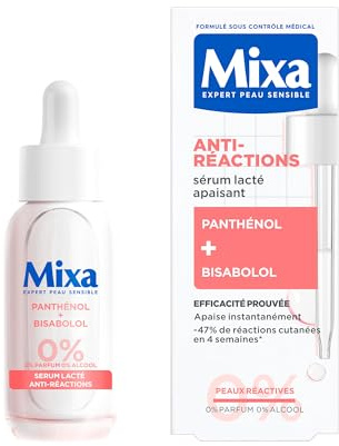 MIXA Sérum Apaisant Anti-Réactions Peaux Réactives Sans Parfum 30ml | Panthénol et bisabolol, 47% réactions cutanées en moins, Hypoallergénique sans alcool, Apaisement immédiat