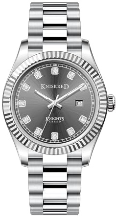 KNISKRED Klassische Herrenuhr mit Massivem Edelstahlarmband und Kalender Herrenanzuguhr Wasserdicht