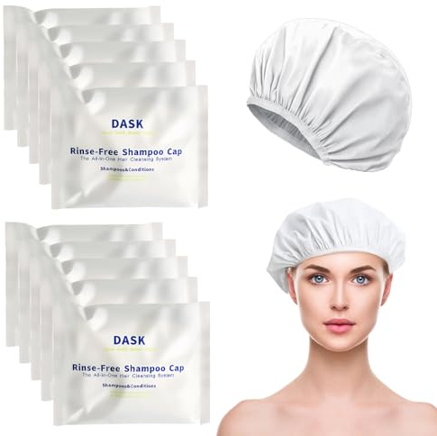 10 Pack Shampoo Caps No Rinse for Elderly,Hair Washing Aids for Disabled,No Rinse Shampoo Cap Hair Cleansing Hats Suitable Post Surgery Hospital Camping Travel Festival
