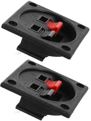 FELTECHELECTR 2 pezzi Morsetti Altoparlanti Quadrati Molla Connettori Tazza Doppia Serie per Casse Acustiche Morsettiera Nera per Impianti Audio Domestici Teatri e Concerti