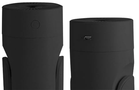 Hosrivae Rotierender Desktop-Luftbefeuchter mit intelligenter konstanter Luftfeuchtigkeitskontrolle, für ultra-leise, USB-betriebene für Schlafzimmer, Büro und Reisen – 7,6 x 7,6 x 16,3 (Schwarz)