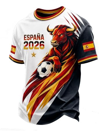 Camisetas Manga Corta Hombre España Mundial 2026, Camiseta Futbol Retro Hombre y Mujer, Diseño Fan España