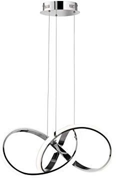 WOFI 6134.01.01.6000 A, Pendelleuchte, Aluminium, 42 watts, Integriert, Chrom, 55 x 55 x 27 cm