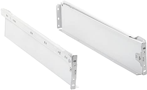 Amig - Juego de 2 Guías Correderas Metálicas Mod.30 con Ruedas y Lateral de Cajón Incluido para Cajones de Muebles, Cajoneras o Armarios - De Acero Acabado en Blanco - Medidas: 86 x 500 mm