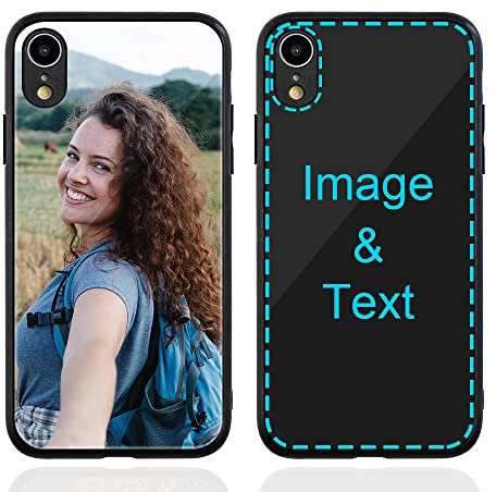 MXCUSTOM Personalised Phone Case for Apple iPhone XR, Customised Anti-Scratch Tempered Glass Shockproof Soft TPU Cases with Photo Image Text Picture Design Your Own Phone Cover (GHS-BK-P1)