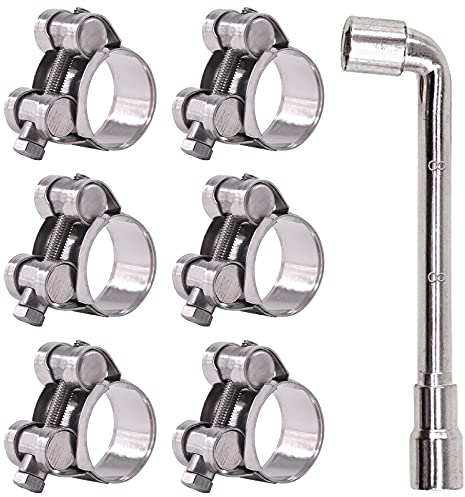 Glarks Schlauchschellen, 23–25 mm, T-Schrauben, 304 Edelstahl, robuste Ohrklemme, verstellbare Rohrschellen für 2,3–2,5 cm Schlauchdurchmesser, 6 Stück