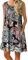 OMZIN Damen Kleid Gedruckt A-Linie Atmungsaktiv mit Tasche Vest Kleid Shirtkleid Tunika Spitz Rundhals Schwarzer Spray XL