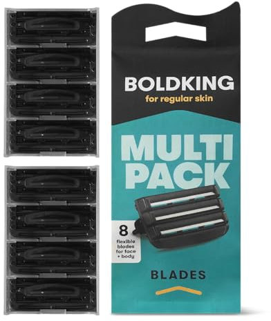 Boldking Rasierklingen 8 Stück Regular - Multipack flexible Rasierklinge für Nassrasierer - Rasierklingen Herren für eine gründliche Rasur - Recycelbare Klingen Rasierer
