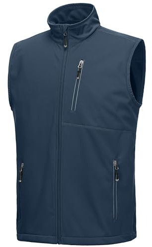 33,000ft Men's Lightweight Softshell Gilet, Windproof Waterproof Outerwear Vest Gilets Sleeveless Jacket for Cycling Running Hiking Golf Travel Midnight Blue S