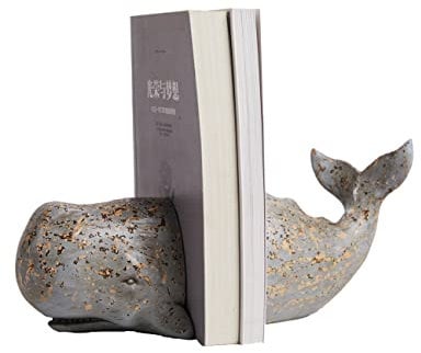 HAUCOZE Serre Livres Océan Arts Cadeau Baleines Statue Figurine Moderne Sculpture Décor Maison Décoration Résine 24cm