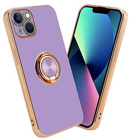 Cadorabo Hülle kompatibel mit Apple iPhone 14 Plus Schutzhülle TPU Silikon Case mit Ring Design mit Kameraschutz Slim Kratzfest Weiche Gummi mit Rundumschutz Case Hülle für iPhone 14 Plus in Lila