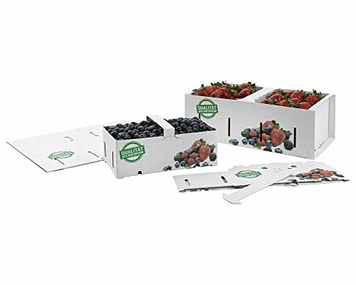 25 Stk. Obstkörbe Beerenkörbe aus Pappe 350x159x118mm mit Neutraldruck für 2,0-2,5 KG