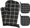 Gants de Four avec 2 maniques, Gants de Four et maniques, Gants de Cuisine antidérapants pour la Cuisson, la pâtisserie, Le Barbecue - Noir