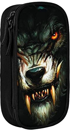 Federmäppchen Horror Wolf Gruseliges Federmäppchen mit Reißverschluss, große Kapazität, Schreibwaren-Organizer, tragbar für Jungen und Mädchen