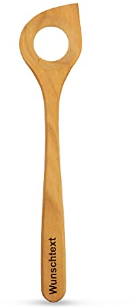 SOHFA Risotto Kochlöffel mit Gravur – personalisierbarer Kirschholz-Kochlöffel 30cm mit Spitze und Loch | personalisiertes Geschenk mit Wunschtext | made in EU & 100% FSC zertifiziertes Holz