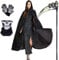 Shmily Girl Halloween-Kostüm Sensenmann Kostüm mit Schädelmaske Handschuhen Sense Umhang für Halloween Dekoration