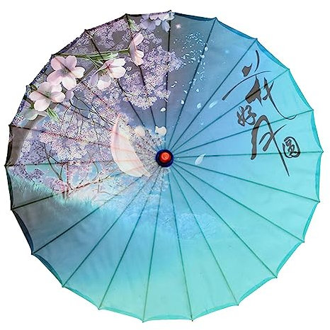 Oshhni de Baile clásico Chino japonés de Seda Sombrilla Parasol Oriental 32 de Papel engrasado para Recitales de Baile, Estilo un