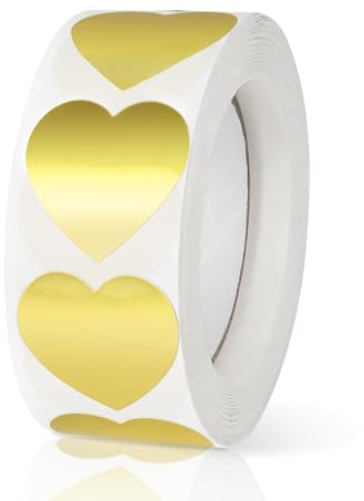 Aufkleber in Herzform, Metallic-Gold, 2,5 cm, süße Liebesetiketten für Valentinstag, Einladung, Umschläge, Basteln, Scrapbooking, 500 Etiketten pro Rolle