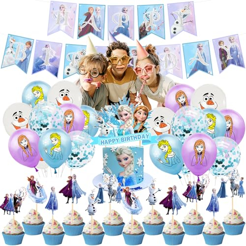 YISKY Frozen Compleanno Decorazioni, Decorazioni Festa a Tema Frozen, Palloncini Frozen, Elsa Party Kit, Congelatas Festone Compleanno, per Decorazioni per Feste a Tema Frozen per Bambini