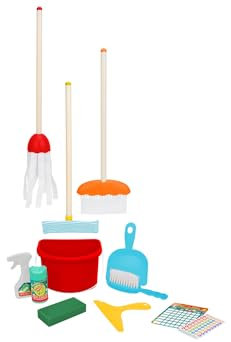 Set Pulizia Giocattolo - Gioco di ruolo e di imitazione - Inclusi 12 accessori per la pulizia - Dettagli realisitici - Per Bambini 3 anni - Globo Giocattoli - WToy 40831