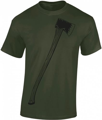 Baddery Holzfäller T-Shirt Herren - „Axt“ (Army XL)