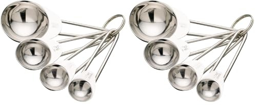 KitchenCraft Stainless Steel Measuring Spoons Set, 4 Pieces (Pack of 2)