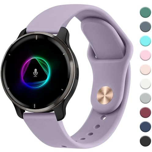Mugust Bracelet pour Garmin Venu/Venu 2 Plus/Venu Sq/Venu Sq 2 Music pour homme et femme - 20 mm - Bracelet de rechange classique en silicone - Pour Garmin Venu Sq 2 - Violet Taro