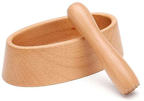 Juego de mortero y maja de madera | Molinillo de pimienta | Mortero triturador de pastillas | Mortero y maja para especias| Tazón y trituradora|