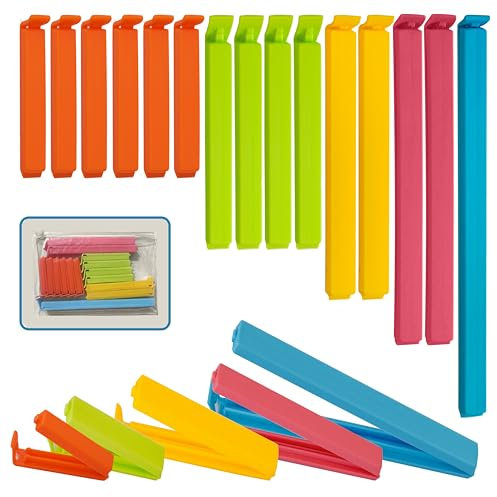 15 Pcs Food Bag Clips for Food Storage Bags. 5 Sizes & Colours - Very Useful for Keeping Food Fresh and Sealed. Convenient for Food and Sandwich Bags. (Pack of 15)