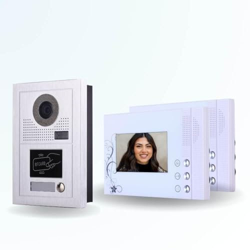 BT Security Portier interphone vidéo Classic-2 4 Fils - 2 écrans Blancs - avec Lecteur de Badge