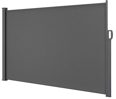 STEELSØN Seitenmarkise Zirella 180x300 cm ausziehbar, Sichtschutz für Balkon und Garten, Senkrechtmarkise außen Blickdicht mit Wandhalterung aus Aluminium, anthrazit