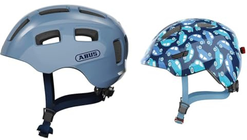 ABUS Fahrradhelm Youn-I 2.0 - mit Licht für Kinder, Jugendliche und Junge Erwachsene & Kinderhelm Smiley 3.0 LED - Fahrradhelm mit Licht
