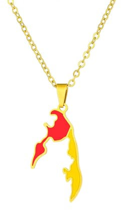 Halskette Mit Kartenanhänger Für Damen Und Herren – Halskette Mit Weltkarte Und Tamil-Eelam-Flagge, Retro-Charm Mit Ethnischen Karten Und Flagge, Modischer Pullover-Halskettenschmuck, Geschenk, Ge