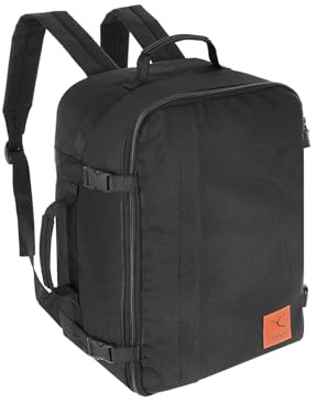 Granori Handgepäck Rucksack 40x20x25 cm Dreampack R – Leichter Flugzeug Kabinengepäck Koffer-Reiserucksack 20 L | Kleine Reisetasche mit aufklappbarer Öffnung, ideal für Ryanair (Schwarz)