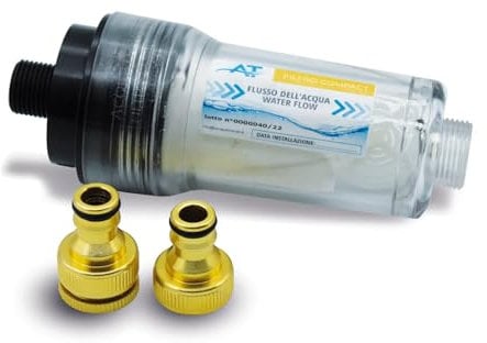 ACQUATRAVEL NUOVO FILTRO A SEDIMENTI COMPACT PER IL CARICO DELL'ACQUA IN SICUREZZA + SANIFICANTE SANIGEN (Bustina monodose concentrata per la pulizia di tutto l’impianto dell’acqua potabile)