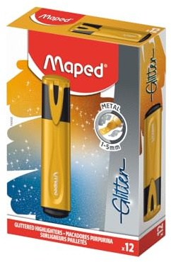 FluoPeps Gold Metal Glitter Textmarker, Box mit 12 Einheiten Maped