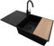 Lavandino da Cucina Tutto Nero 90x50cm, Lavello da Cucina a 1 vasca + Sifone Classico + Rubinetto + Tagliere, Lavabo da Cucina Incasso al mobile 60cm - Copenhagen Top di Primagran