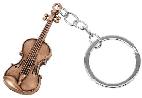 STOBOK Gitarren-Schlüsselanhänger Geigen-Hängedekoration Violine Schlüsselanhänger Vintage Gitarren Schlüsselanhänger Metall Schlüsselanhänger kleiner Geigen-Schlüsselanhänger Light Brown