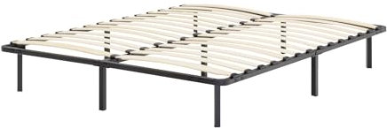 i-flair Metallbett mit Lattenrost NAMARA 180x200 cm - Höhe: 28 cm, stabiles Gästebett mit Stauraum auf Füßen, geeignet für alle Matratzen - Schwarz