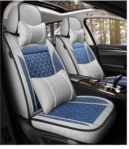 STRJUS Autositzbezüge Für T&oyota Alle Automodelle Für Corolla Für Yaris Für Prius Für Vios Universal Flachs Zubehör Autositzbezug Autositzbezüge(Luxury Gray Blue)